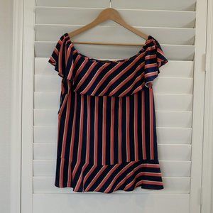 Banana Republic Navy/Orange Striped Blouse
